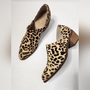 Crown Vintage Size 8.5 Pony Calf Leopard Print Slip-On Mules in Tan and Black
